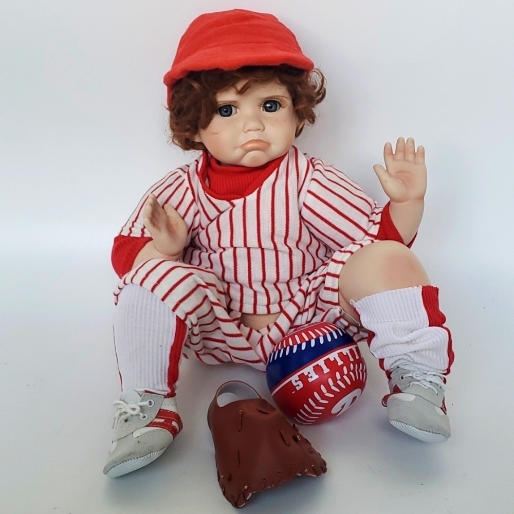 World Gallery Billy Baseball Player 18” Porcelain Doll By Cindy Marschner
